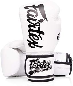 Fairtex GLORY Training Gloves - Premium Leather MMA & Boxing Gloves |Handmade in Thailand - Shock-Absorbing Foam Padding | Velcro Closure | Ideal for Kickboxing, Sparring, & Competition (White-16oz)