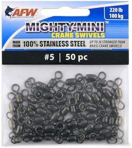 American Fishing Wire Mighty Mini Crane Swivels (100-Percent Stainless Steel), Black Color, Size 5, 220 Pound Test, 50-Pieces