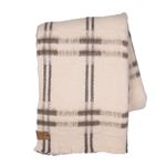 Ritzy Juniper Heavyweight, Unbleached Wool Blanket - Natural Cream and Brown Plaid, 60 x 80 Inches