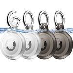 JETech 4 Pack Waterproof Case for AirTag with Keychain, Full Body Anti-Scratch Air Tag Keyring Holder Cover for Kids, Pet Collar, Keys, Luggage, Bags (Black/Black/Clear/Clear)