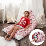 Loungie Stuffed Animal Storage Beanbag Cover - 55" Extra Large Bean Bag Chair, Princess Pink