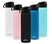 MIRA Stainless Steel Water Bottle - Hydro Vacuum Insulated Metal Thermo Flask Keeps Cold for 24 Hours, Hot for 12 Hours - BPA-Free One Touch Spout Lid Cap - 24 oz Black