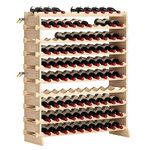 SogesGame Wine Rack, Stackable Modular Wine Glass Rack, 100 Bottle Wood Wine Holder Standing Water Bottle Organizer, Wobble-Free Display Shelves for Kitchen, Pantry, Wine Cellar, Basement, 10X10 Rows