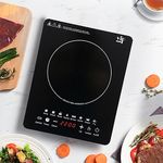 LUNICASHA Single Induction Hob, Portable Smart Electric Induction Hob, Electric Cooktop Countertop Single Burner, 8 Temperature Settings and Power levels from 120W to 2200W, Multiple Safety Protection