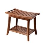 Forevich Shower Bamboo Bench seat with Storage Shelf, Bath Shower Stool for Adults Inside Shower seat Dark