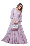 ODD BY chansi TRENDZ Women's Purple Georgette V-Neck Flared Maxi Length Indo-Western Gown