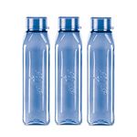 MILTON Prime Water Bottles Pack of 3, 1 Litre Each, Blue, Reusable Plastic Fridge Bottle Set, BPA Free and Leak Proof Waterbottles for School, Travel, Work