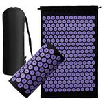 Acupressure Mat Generise Accupressure Body Mat and Pillow Set for Men & Women - Back, Neck and Muscle Pain Relief - Includes Travel Bag with Adjustable Strap (Black with Purple Spikes)