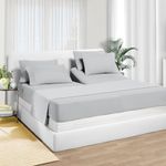 SGI Bedding 600 Thread Count Egyptian Cotton Bed Sheets King Size Top Split King Sheets Sets for Adjustable Bed Sleep Number Split King Sheet Set - 34 Inch Light Grey Upto 18 Inch Deep Pocket