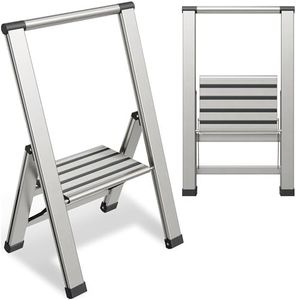 Step Ladder 1 Step Folding, Decorative - Modern Beautiful Aluminum, Ultra Slim Profile, Anti Slip Steps, Sturdy-Portable for Home, Office, Kitchen, Photography Use,by SORFEY