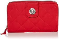 Vera Bradley Women's Performance Twill Turnlock Wallet With RFID Protection, Cardinal Red, One Size