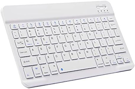 Ultra-Slim Bluetooth Keyboard Portable Mini Wireless Keyboard Rechargeable for Apple iPad iPhone Samsung Tablet Phone Smartphone iOS Android Windows (10 inch White)