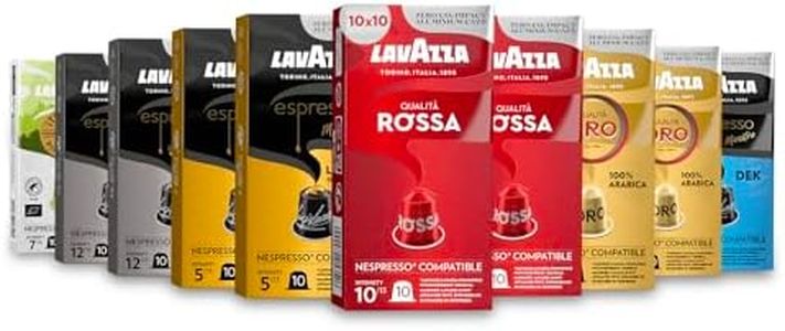 Lavazza, Variety Pack, 100 Aluminium Capsules Compatible with Nespresso Original Machines, Espresso Maestro Ristretto, Espresso Maestro Lungo, Qualità Oro, Qualità Rossa, Tierra, Espresso Maestro Dek