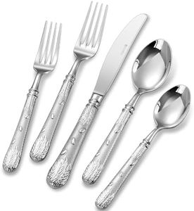 KEAWELL Premium Versailles Silverware Set, 20-Piece Flatware for 4, 18/10 Stainless Steel, Heavy-Duty, Mirror Polished, Royal Engraved Handle, For Formal Dining, Dishwasher Safe (20, Silver)