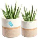 OrganiHaus 2-Pack Honey Cotton Rope Planter Baskets for Indoor Plants, Storage Basket for Crafts, Toys and Towels, Woven Basket for Plants Decor, Indoor Plant Pots Cover 25 & 30 cm