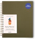 Anecdote Planner 2025 (8.5" x 10") Daily Planner Weekly Monthly Planner - 52 Weeks w/Library Buckram Cover, Brass Spiral - A4 Size Bleed-Resistant Paper – Olive Green