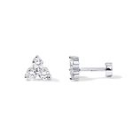 PAVOI 14K White Gold Plated Solid 925 Sterling Silver Post Cubic Zirconia Flat Back Earrings for Women | Trinity CZ Cartilage Earring | Helix Piercing Jewelry | Small Stud Earrings