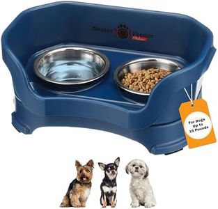 Neater Feeder Deluxe Small Mess Proof Feeder for Small Dogs & Cats, 1-1/2 Cup Food & 2-1/4 Cup Water Stainless Steel Bowls, Elevated, No Spill, Non-Tip, Non-Slip. Made in USA