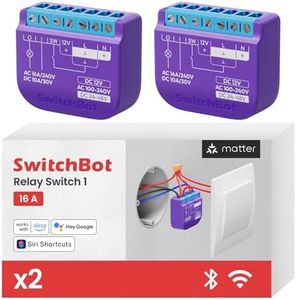SwitchBot Smart Relay Switch 1(2pack),Smart Relay Module with Built-in Bluetooth Repeater, Wi-Fi&Bluetooth Switch Works with Alexa/AppleHome/Google Home/Matter Hub Required, 2.4GHz, Home Automation