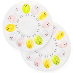 Hiceeden 2 Pack Ceramic Deviled Egg Platter, 12 Holes Round Deviled Egg Plates with Painted Chick Pattern, 10 Inch Deviled Egg Serving Tray Egg Container Dish, White