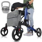 Vive Tall Rollator Walker with Seat for Seniors, Men - All Terrain, Rolling, Folding, Heavy Duty, Medical, Extra Large 4 Wheels, Brakes, with Bag - for Adults, Lightweight Premium Scooter Aid