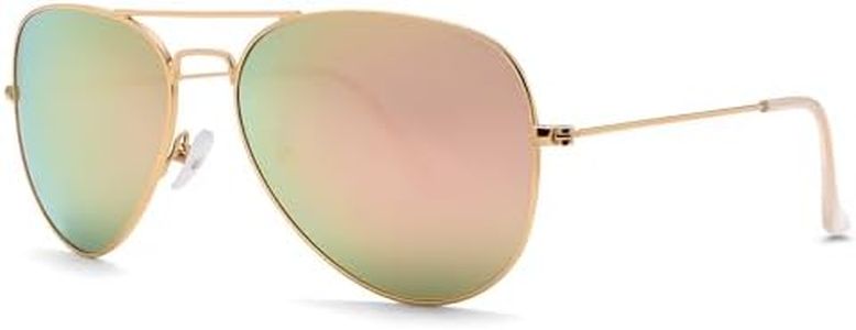 Pro Acme Aviator Sunglasses for Men Women Classic Polarized UV400 Protection 62MM(Gold Frame/Pink Mirrored Lens)