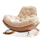 LOERSS Padded Seat,Rocking Chair Indoor,Modern Accent Rocking Chair,Gliding Recliner,Upholstered Glider Chair,Comfy Side Chair,for Nursery,Bedroom,Living Room(Coffee color)