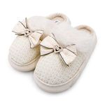 VRITRAZ Womens Indoor Slipper, Comfort Slip On Closed Toe Warm Winter House Clog (Min White,UK-8)