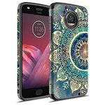 Rosebono Moto Z2 Play Case, Moto Z Play (2nd Gen.) Case, Hybrid Dual Layer Shockproof Hard Cover Graphic Fashion Cute Colorful Silicone Skin Case for Moto Z2 Play (Black)