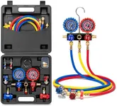 VIVOHOME HVAC Manifold Gauge Set with R134a R1234yf Quick Couplers and Can Taps, Automotive AC Gauges with 3 Hoses for Car Freon Charging and Evacuation