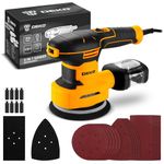 DEKOPRO 3-in-1 Orbital Sanding Machine: Mouse Sanders Sheet Sanders and Orbital Sander Corded with Sandpapers, 6-Speed Electric Hand Sander Tool Set for Wood Working Hand Tools, Black and Yellow