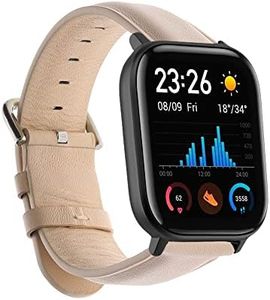 kwmobile Real Leather Watch Strap Compatible with Garmin vivomove Trend/Amazfit GTS 4 Mini/Bip 3 Pro/Bip 3 - Fitness Tracker Replacement Sports Wristband with Clasp