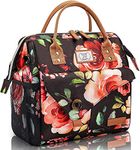 Lekesky Lunch Bags for Women Insulated Lunch Box for Women, Leakproof Lunch Kit Wide Open Food Container Cooler Bag for Work,Picnic,Floral