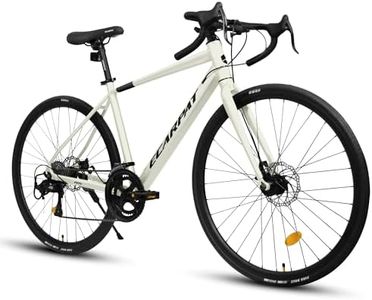 700C Lightweight Aluminum Road Bike, 16-Speed Racing Bicycle with Disc Brakes, Hybrid Commuter Bike for Men and Women, Perfect for City Roads and Outdoor Cycling (M-Cream-A)