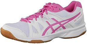 Asics Women’s Gel-Upcourt Volleyball Shoes, Bianco (White/Azalea Pink/White), 8.5 UK