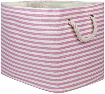 DII Woven Paper Storage Bin, Pinstripe, Rose, Large Rectangle