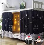 HAOZAIKEJI Student Bunk Bed Curtains Dormitory Blackout Bed Drapes for Loft Bed Forest Moon Curtain for Bed Frame Dustproof Decorative Shading Canopy for Bottom Bunk Bed