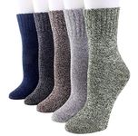 YZKKE 5Pack Womens Vintage Winter Soft Warm Thick Cold Knit Wool Crew Socks, Multicolor, free size