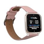kwmobile Real Leather Watch Strap Compatible with Garmin Venu Sq 2 Music/Sq 2 - Fitness Tracker Replacement Sports Wristband with Clasp
