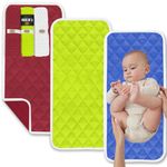 ADBENI HOME 3 Pack Soft 100% Waterproof Hypoallergenic Absorbent Baby Changing Liners, Stay in Place Pad, Quilted Machine Washable Reusable, Diaper Mat Cover, 69x33 cm, Maroon-Royal Blue-Green