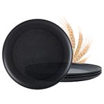 MISS BIG Dinner Plates,10 inches Plastic Plates Set of 4,Lightweight Wheat Straw Plates,Extra Large Unbreakable Plate Set,Dishwasher & Microwave Safe BPA Free and No Chemical Dyes (Black)