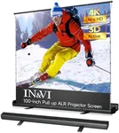 IN&VI Tab-Tension Portable ALR Manual Pull Up Projector Screen,Outdoor Projector Screen 100in 178°Viewing Angle Portable Movie Screen 3D/4K HD 16: 9 Wrinkle-Free Design for Backyard Night