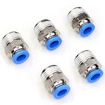 CEKER 8mm Tube Od x 3/8" NPT Push to Connect Air Fitting Straight Pneumatic Male Thread Fitting Push in Quick Tube Fitting 5Packs