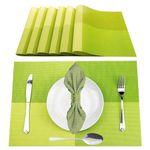 TAHMEED PVC Dining Table Mats Set of 6 Pieces Waterproof | Heat Resistant Mats for Dining Table Mats 6 Pieces | PVC Placemats for Dining Table Set of 6 | Dining Tablemat (Green Checks)