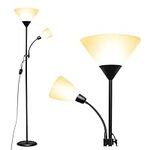 HYH-BULB Floor Lamp with Reading Lamp, Standing Lamp Floor Height Adjustable, 6W 4W LED Bulb Included, Standing Lamp for Bedroom, Living Room, Office