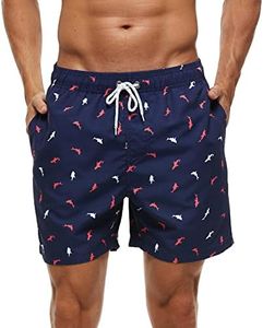 SILKWORLD Men's Swim Shorts Quick Dry Swimming Trunks Bathing Suit with Pockets,Red and White Fish,X-Large