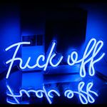 Fuck Off Neon Sign Blue Word LED Neon Wall Light Signs Acrylic USB Neon Lights for Bedroom Letter Neon Lamp Sign for Bar Pub Home Decorations 17'' x 8''