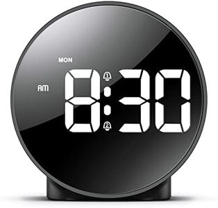 OQIMAX Newest Digital Alarm Clock for Teens, Alarm Clocks Bedside with Large Curved LED Display, Battery/USB Powered LED Clock with Snooze 4-Level Brightness 2 Alarms 12/24Hr for Heavy Sleepers Kids