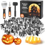 Shuttle Art 40PCS Halloween Pumpkin Carving Kit, 22 PCS Stainless Steel Pumpkin Carving Stencils with 15 Electronic Candles & 3 Carving Tools, Easy Safe Fun and Durable for Kids Adults Pumpkin Carving