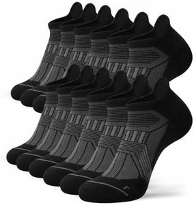 Hylaea Compression Ankle Socks for Running Athletic, Seamless Toe, Moisture Wicking & Breathable LYCRA Fabric, Sport Socks for Daily Wear, 6 Pairs Black Small